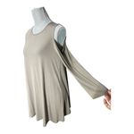 cupio Tunic Cold Shoulder Jersey Knit Tan Sweatshirt Slouchy Swing M Photo 5