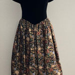 Jessica McClintock Stunning 80's Black Velvet and Brocade Tea Length Cocktail/Party/Holiday Dress Photo 0