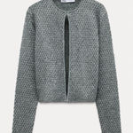 ZARA  NWT silver knit cardigan with metallic sequin sparkles Photo 0