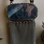 Long Chain Purse Pendant Necklace Silver Plated Cell Phone Holder Msrp‎ $224 Photo 0