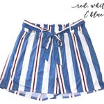 LuLaRoe NWT Ella Red White Blue America High Waist Shorts w/ Tie Detail Size L Photo 2
