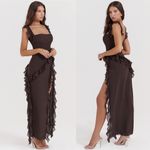 House Of CB  'Ariela' Expresso Ruffle Maxi Dress brown NWOT size S Photo 3