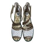Fly London White Brown Cutout Leather Wedge Sandals Women’s Size 40 US 8-8.5 Photo 9
