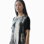 Rebecca Taylor  Silk Black White Short Sleeve Abstract Round neck Blouse Size 4 Photo 1