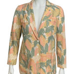 SK &‎ Company Blazer Tropical Leaf Print Button Front Career Jacket Silk Size M Pink Size M Photo 0