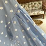 ZARA  Blue Embroidered Polka Dot Balloon Sleeve Top XS Photo 5