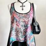 Pink Sequin Tank Top, Mermaidcore, Coquette,‎ Rave, Baddie, Retro, Medium Photo 0