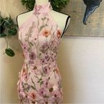 Lulus Unique Impression Pink 3D Floral Embroidered Halter Midi Dress Photo 7