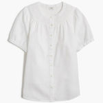 J.Crew Linen Blend Short Sleeve Smock Neck Top in White, Size Small Photo 0