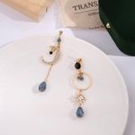 Crystal Moon Tassel Dangle Drop Earrings for Women Photo 2