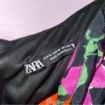 ZARA  Size M Mini Dress Dark Purple Red Floral Milkmaid Ruched Photo 3