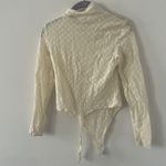 Open Edit  Ivory White Long Sleeve Mock Neck Floral Lace Bodysuit Size Medium Photo 4