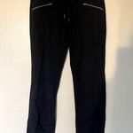 Athleta Metro Sloch Stretchy Pants Black Relaxed Drawstring Zippers Size Small Photo 0