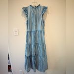J.Crew Tiered Cotton Dobby Dress in Cape Stripe size XS Photo 2