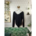 Free People  Black Abbie Asymmetrical Bodysuit Size - Size - Medium Photo 1