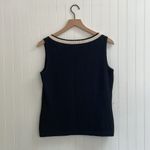 St. John Caviar Wool Blend Sleeveless Sweater Knit Tank Top Black Cream Size S Photo 2