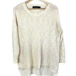 POL Boutique  White Crew Neck Relaxed Fit High Low Knit Sweater S Photo 0