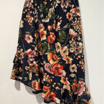 Bobeau NEW  Floral Asymmetrical Skirt Med Ruffle Vacation Bloom Dark Romantic Photo 0