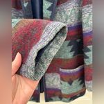 Julia Klein Aztec Print Blue Multi Blazer Women’s M Cotton Blend Shoulder Pads Size M Photo 4