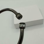Henri Bendel  Gunmetal Deco Petite Rhinestone Logo Cuff Open Bracelet Photo 5