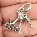 Brighton 2021 Charm Wine Glass Dangle High Heel Numbers Cutout Silver Charm Photo 7