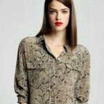 Equipment Femme Snake Print Silk Blouse in Brown/ Tan Size M Photo 1