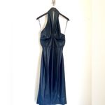 Milly  Women’s Raven Black Vegan Faux Leather Halter Neck Sz 6 Midi Dress BNWT Photo 3