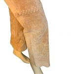 MARGARET GODFREY TAN SUEDE WHIP STITCH W/FLORAL DESIGN FLARE LEG PANTS (10) Photo 6
