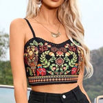 SHEIN CURVE Black Elephant Floral Crop Cami Top Plus Size 1X Photo 0