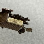 Vintage 800 Silver Cuckoo Clock Charm Pendant Bird Flowers Pendulum Photo 2