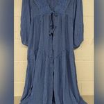Free People New Lace Clip Dot Robe intimately Sz XSmall Xs blue embroidered Photo 1
