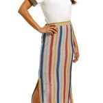 Suboo Mila Colorful Metallic 70s Stripe Midi Skirt XS Gold Photo 0