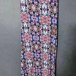 B Jewel Blue and Red Aztec Boho Print Maxi Skirt Roll Up Waist Tall Friendly Photo 1