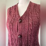 Vintage Y2K Le Tigre Burgundy Wool Blend Cable Knit V Photo 2