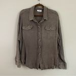 Zenana Outfitters Acid Wash‎ Slouchy Waffle Knit Long Sleeve Button Up Shacket Size L/XL Photo 2