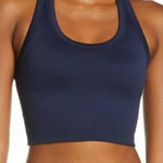 Spanx Look At Me Now Racerback Textured Longline Sports Bra Navy Blue 1X Photo 0