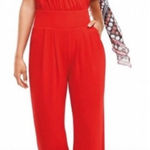 CAbi  Red Uptown Cropped Wide Leg Jumpsuit Women’s size medium Photo 0