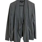 All Saints Gina Drape Jacket 4 Gray Womens Open Front Zip Pocket Drawstring Photo 0