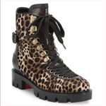 Christian Louboutin NWT Macademia Cheetah Print Calf Hair Combat Boots Photo 1