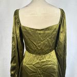 Pretty Little Thing New Olive Satin Cut Out Tie Detail Shift Mini Dress Womens 4 Photo 4