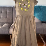 Romwe  Earthy Brown Cotton Dress BEE embroidery Size Large Photo 0