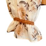 Fate Cable Knit Sweater Floral Puff Sleeve Women's Medium Brown Career Feminine Photo 3