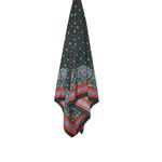 Vintage Pizamit Bohemian Floral Paisley‎ Square Silk Scarf Black Multi Pattern Photo 2