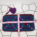 New Handcrafted Crochet Clutch Case Granny Heart Crochet Charm Teal Purple Burgu Blue Photo 7