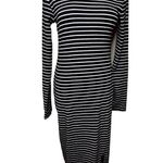Wild Fable Long Sleeve Striped Rib Knit Midi Dress Black White Sz M Y2k Grunge Photo 2