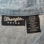 Wrangler Retro Boyfriend Style Embroidered Pearl Snap Chambray Top Large Western Photo 6