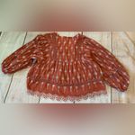 American Eagle  Blouse Women M Crochet Trim Burnt Orange Embroidered Boho READ Photo 2