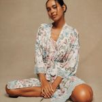 Posh Peanut S / M Robe Floral Lightweight Belted Bamboo Lounge Birds Butterflies Blue Size M Photo 0