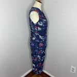 Salvatore Ferragamo  Sleeveless Blue Floral Silk Body-con Ruched‎ Dress Sz 44 Photo 3