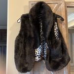John Paul Richard  Faux Fur Vest Sleeveless Coat Womens M Glam Dressy Coffee Photo 2